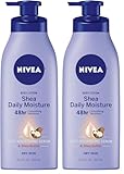 NIVEA Shea Nourish Body Lotion for Dry Skin with Hyaluronic Acid, Shea Butter and Deep Nourishing Serum, 48-Hour Body Moisturizer, 16.9 Fl Oz Pump Bottle (Pack of 2)