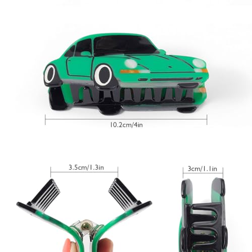 Green Sports Car Hair Claw Clip - 3.66 Inch Large Acetate Hair Claw for Women, Teens, Girls, Non-Slip Grip, Fashion Hair Accessories for Thick Hair, Ponytail, Bun Gift