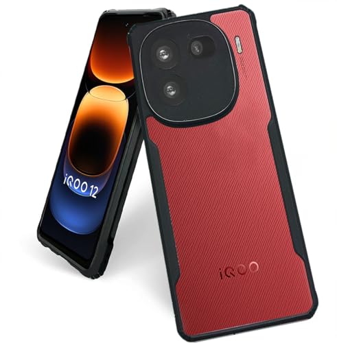 Image of AIBEX Crystal Clear Back Cover Case for IQOO 12 5G | 360 Degree Protection | Shock Proof Design | Transparent Back Cover Case (PC & TPU, Black Bumper)
