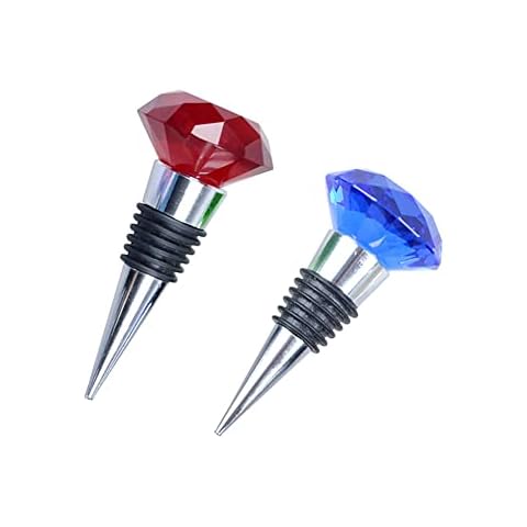 Decorative Wine Bottle Stoppers Crystal Diamond Wine Stopper for Wine Beverage Bottle Home kitchen Bar Decorations Supplies 2 Colorful Corks Blue and Red Cover