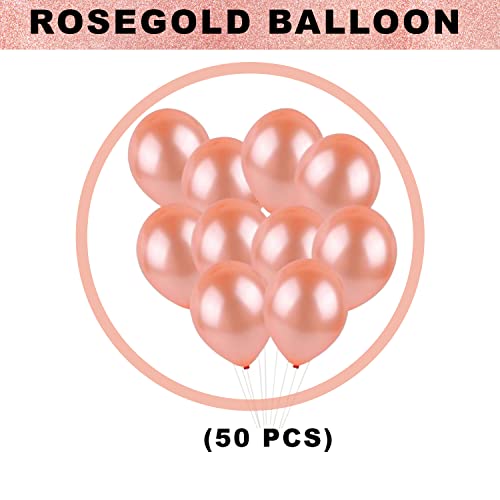 Image of Party Propz Rose Gold Metallic Balloons - 50Pcs Metallic Balloons