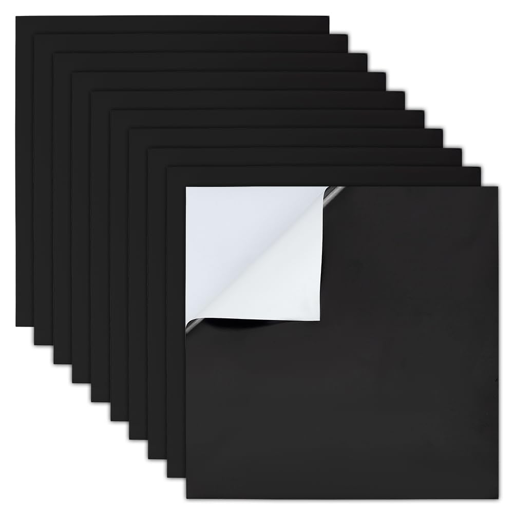 BENECREAT 10 fogli di carta per test laser nero, 20 x 20 cm, carta autoadesiva per marcatura laser, materiale per incisione laser per macchina da incisione