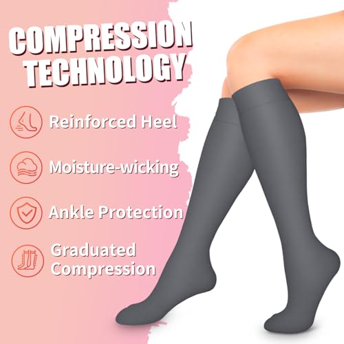 Image of Compression Socks for Women & Men Circulation (6 Pairs) 15-20 mmHg is Best Support for Athletic Running,Nurse