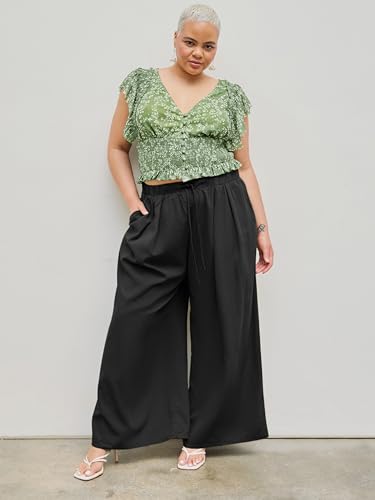 CIDER Elastic Waist Wide Leg Trousers Curve & Plus2