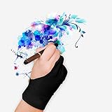 2pcs Black Two-Finger Glove for Graphics Drawing Tablet Light Box Tracing Light Pad,Artist Gloves for Graphics Tablet iPad Pro,Left or Right Hand