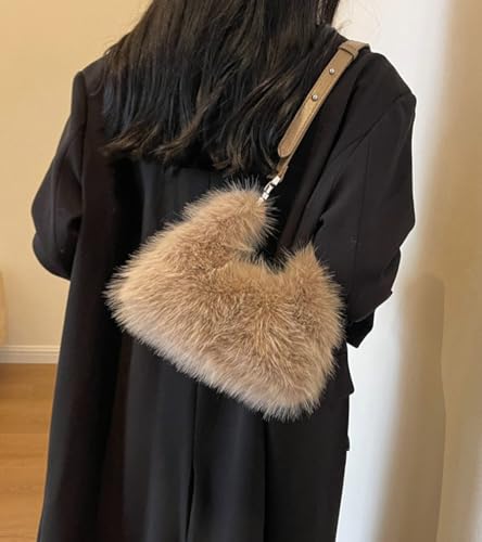 Faux Fur Crossbody Bags for Women Fluffy Shoulder Bag Fuzzy Purses Small Totes Handbag Cute Winter Satchel2