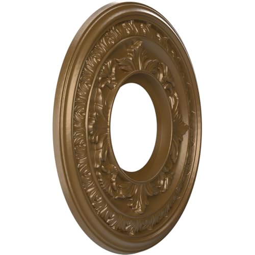 Image of Ekena Millwork CMP10BACCB Baltimore Thermoformed PVC Ceiling Medallion (Fits Canopies up to 4 1 /4 inch), 10 inchOD x 3 1 /2 inchID x 3 /4 inchP, Metallic Champagne Bronze