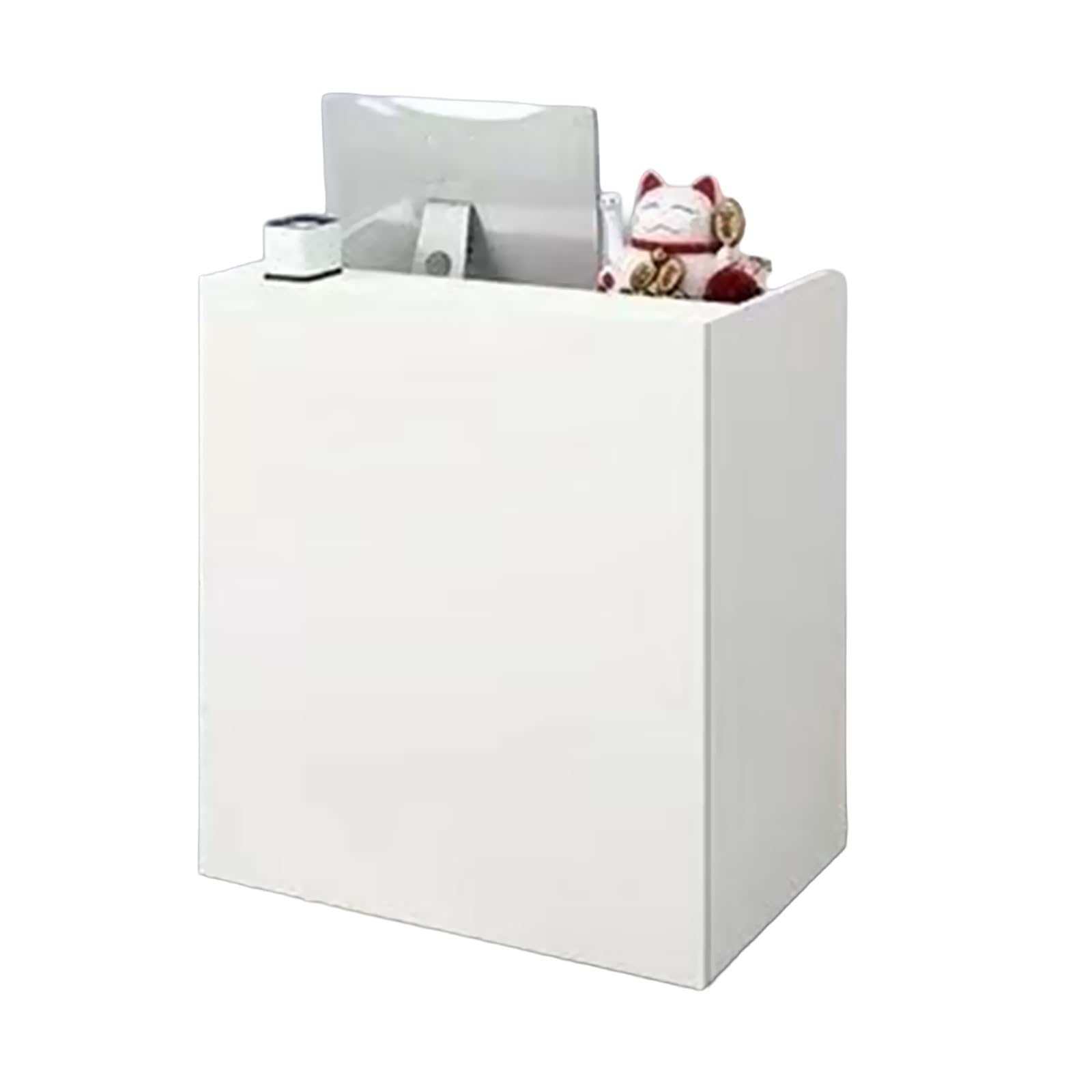 Piccolo banco reception, tavolo reception moderno, con cassetto chiudibile a chiave e armadio con anta, for salone, negozio, hotel, ufficio(White,60cm)