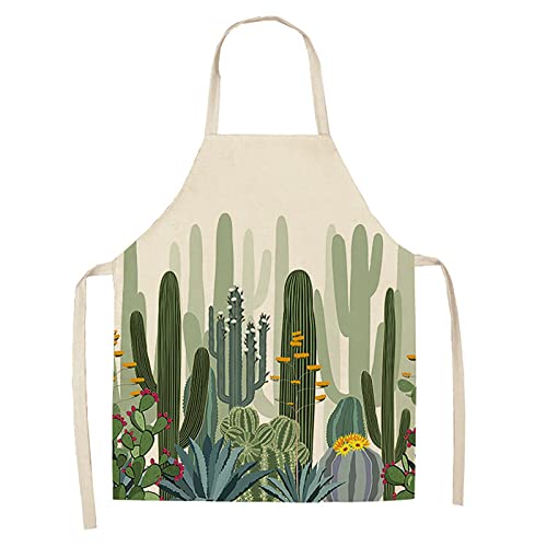 QUINTRA Kleine, mit frischen Kakteen bedruckte Schürze, mit grünen Pflanzen bedruckte Schürze, Hausreinigung, Eltern-Kind-Schürze, wasserdicht und ölbeständig Klamotten Tüte (B, One Size) QUINTRA Kleine, mit frischen Kakteen bedruckte Schürze, mit grünen Pflanzen bedruckte Schürze, Hausreinigung, Eltern-Kind-Schürze, wasserdicht und ölbeständig Klamotten Tüte (B, One Size)