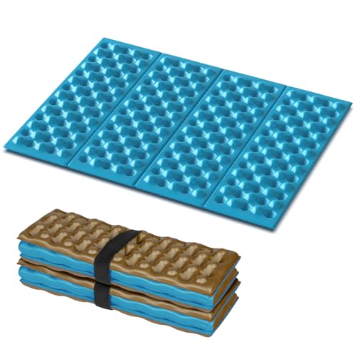 FOCHIER F Foam Seat Mat for Camping, Foldable Seat Pat Cushion,Waterproof IXPE Sitting Pad for Outdoor Camping, Stadium,Backpacking Travel,Hikking,Picnic,Stadiums and Bleachers (Blue-2 Pack)