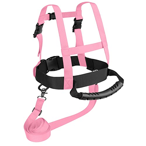 Odoland Kids Ski Snowboard Training Harness Toddler Skiing Harness with Removable Leash Speed Control Teaching for Beginners Pink