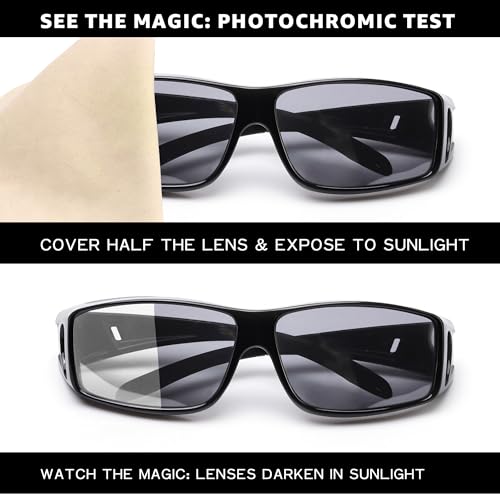 Image of LVIOE Polarized Photochromic Sunglasses Women Men, Fit Over Sun Glasses with UV Protection for Driving Traveling