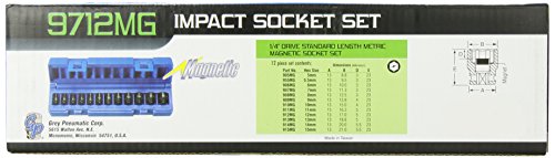 Grau Pneumatischer 9712MG 1/4 -Laufwerk Standardlänge - Metric Magnetic Set - 12 Stück