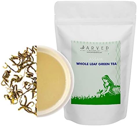 Jarved 100% Organic Orthodox Whole Leaf Natural Handmade Assam Green Tea: Single Blend, FTGFOP1 Grade, USDA Certified, Antioxidants rich(45 Cups, 3.5 oz) in Eco Friendly ziplock- Farm to Cup