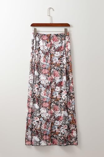 Women‘s Floral Print High Waist Maxi Skirt Brown2