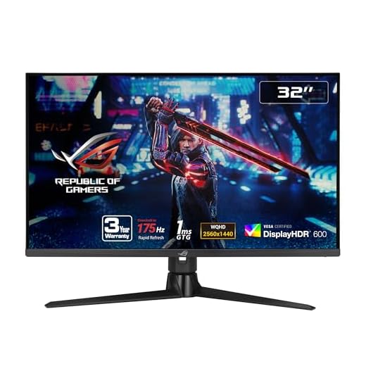 ASUS ROG Strix 32” 1440P Gaming Monitor (XG32AQ) - QHD (2560 x 1440), Fast IPS, 175Hz (OC), 1ms, G-SYNC compatible, Variable Overdrive, Eye Care, DisplayHDR 600, DisplayPort, HDMI, USB, 96% DCI-P3