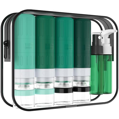 GLAMFIELDS Travel Bottles for Toiletries,TSA Approved 3.3oz Size LeakProof Silicone