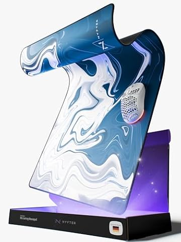 Nyfter - Premium XXL Gamingowa podkładka pod mysz Nyfpad 900 x 500 mm, z płynnym wzorem, bez fal, z ekstra przyszytymi krawędziami (biało-niebieska)