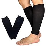 [NAKAMAJITA] メンズ レッグウォーマー ゆったり３足セット 吸湿発熱 あったか バイク ゴルフ スポーツ ビジネス カジュアル アウトドア 登山 (標準, ブラック, Free Size)