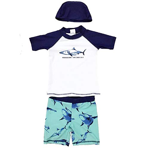 Baby Boys Kids Swimsuit Two Pieces Toddlers Shark Swimwear Bathing Suit with Hat Sun Protection Rash Guard Suit UPF 50+(Shark, Size?M?3-4T?)