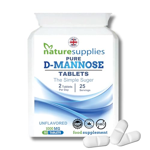 D Mannose Tablets 1000mg - 50 Pack Dmannose Tablets - (Not D Mannose Capsules or Powder) - Suitable for Vegetarians and Vegans - High Strength D-Mannose Supplement from Naturesupplies