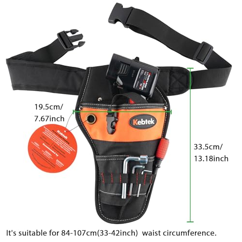 Image of Heavy Duty Construction Tool Belt for Electric Pruning Shear with Battery Pocket Tool Pouch Hanging Pouch - Adjusts from 33 Inches to 42 Inches (Black)