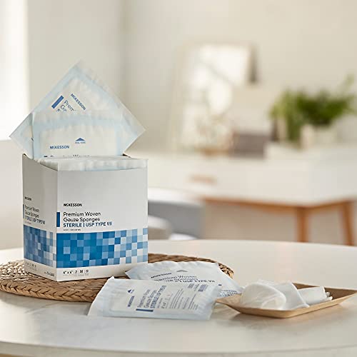 Mckesson Premium Woven Gauze Sponges, Sterile, 8-Ply, Usp Type Vii, 100% Cotton, 4 In X 4 In, 2 Per Pack, 50 Packs, 100 Total #TOP4