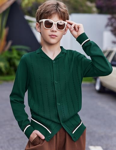 Arshiner Boys School Cardigan Sweater Long Sleeve Button Down Knit Shirts Fall Casual Vintage Shirt for Kids 5-13 Years2
