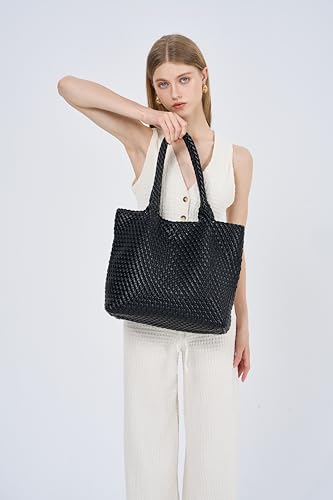Bolso tote grande de cuero tejido vegano para mujer miniatura 2