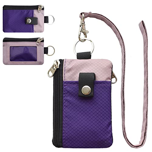 Image of CHENSPRX Minimalist RFID Blocking Small Wallet with ID Window,WaterResistant Zip Id Case Wallet with Lanyard Keychain for Cards,Cash,Travel,Women,Men