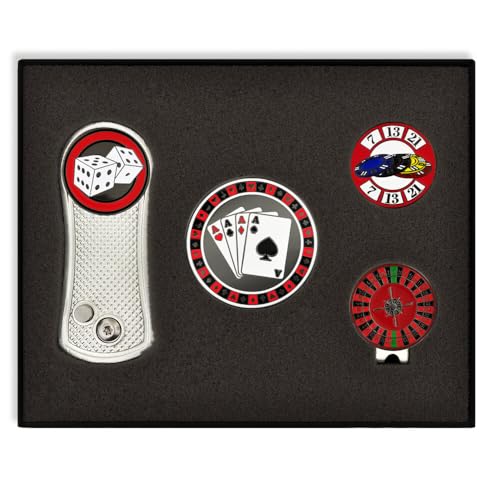 Image of PinMart's Golf Essentials Gift Set - Golf Divot Tool, Hat Clip, Magnetic Ball Markers, Large Ball Marker with Presentation Box - Gifts and Accessories for Men and Women