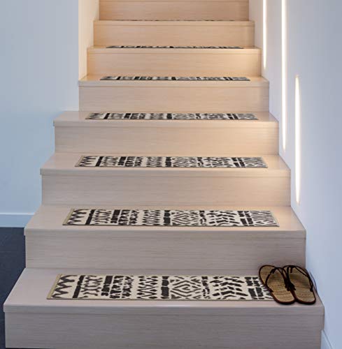 Rugshop Bohemian Design Geometric Non-Slip (Non-Skid) Stair Treads Cream/Beige, 8.6"