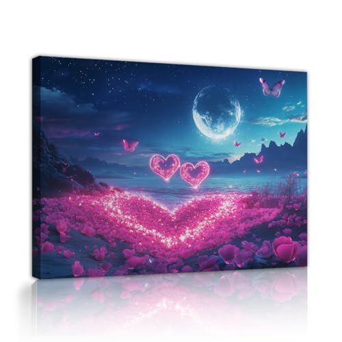 Fresque esthétique champ de fleurs en cœur pour illuminer vos nuits de douceur