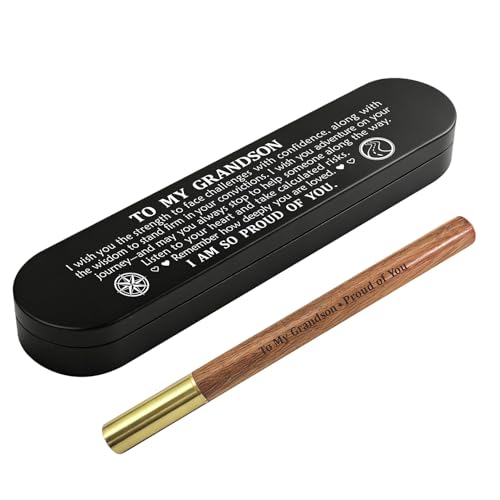 Bolígrafo de gel negro grabado en madera con estuche de metal