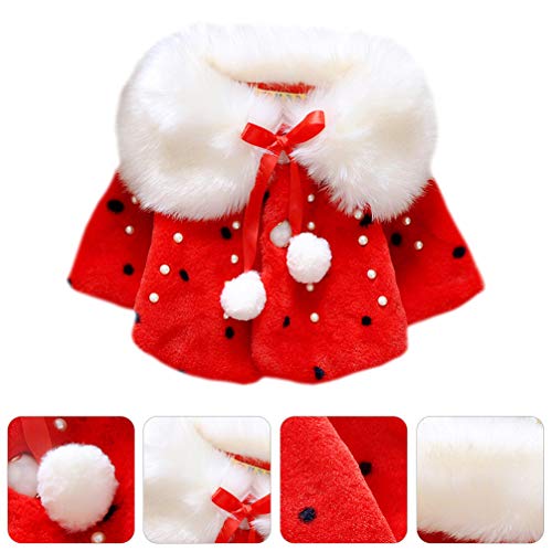 Amosfun Vermelho Moda Outono Inverno Peludo Colarinho Pára-Brisa de Algodão Casaco de Capa de Bebê M