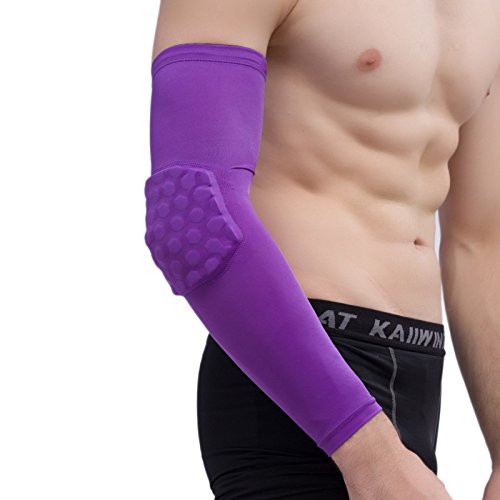 VIMOER - Almohadilla Protectora para Brazo de Baloncesto para Exteriores, diseño de Panal de Abeja de Manga Larga, anticolisión, Antideslizante, Funda Protectora, Morado, Small