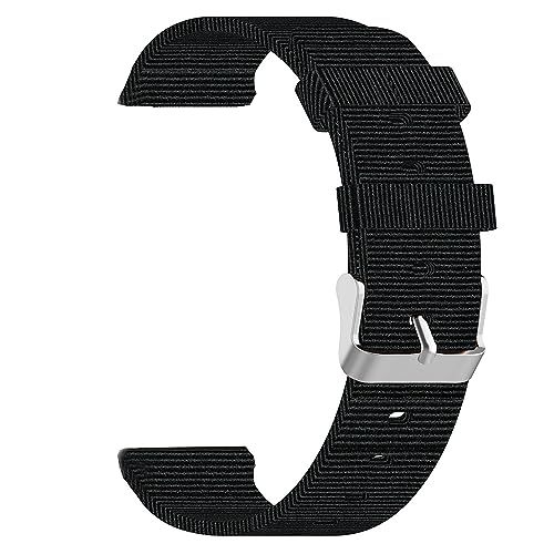 Lamshaw 18mm, 19mm, 20mm, 22mm Smartwatch Watchband, Quick Release Breathable Nylon Woven Fabric Replacement Accessory Strap Wristband (22mm, Black)