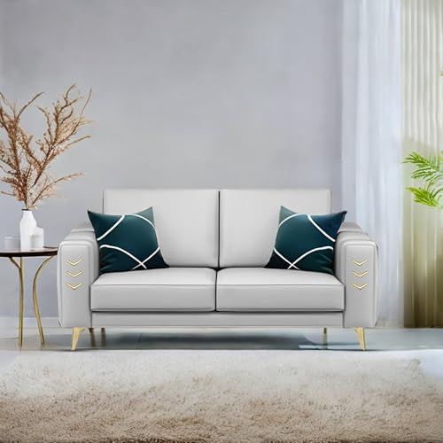 Image of Casaliving Falco 2 Seater Sofa Set for Living Room (Grey Fabric) Premium Fabric Sofa