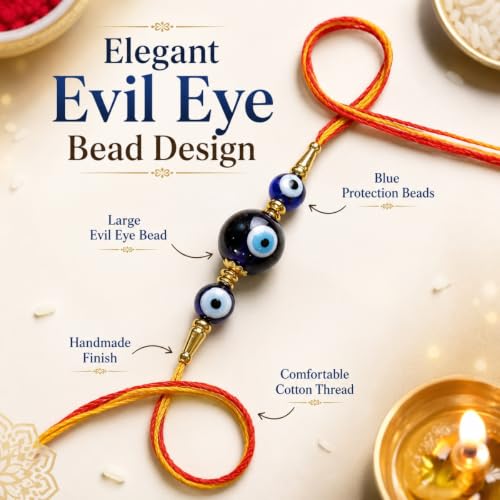 Image of Shubhanjali Crystal Beads Rakhi for Brother | Handmade Healing Crystal Stone Designer Rakhi for Bhaiya | Raksha Bandhan Gift Set with Roli Chawal, Kumkum, Greeting Card & Potli