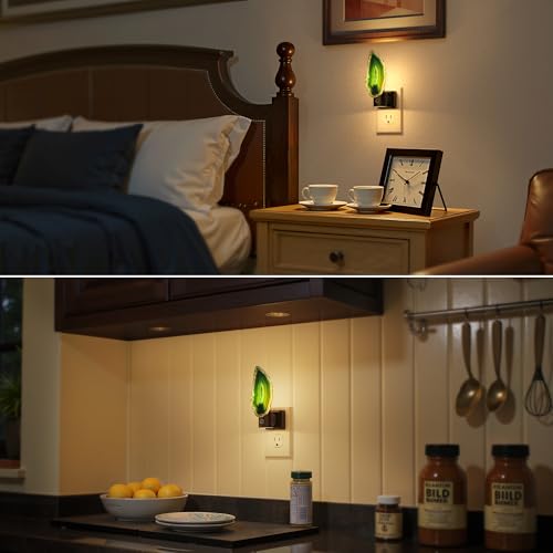 Image of Briignite Agate Night Lights Plug into Wall, Dimmable Night Lights with Adjustable Brightness, LED Nightlight with Dusk to Dawn Sensor, Green Healing Stone Agate 3000K Warm White for Hallway Bedroom