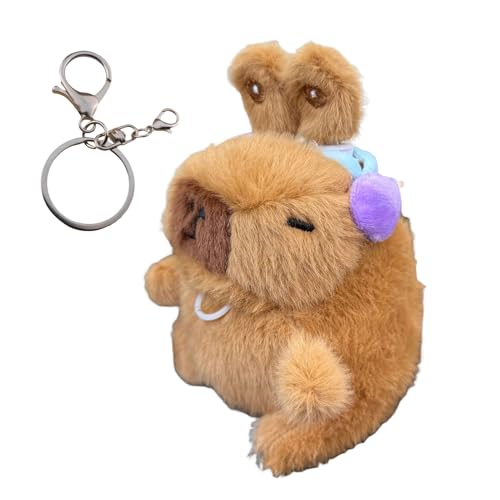 Charm de peluche para bolso | Llavero con forma de Capibara interactivo con orejas móviles | Colgante de peluche suave con forma de Capibara, para jóvenes, adolescentes, marido, hijo, hija, familias