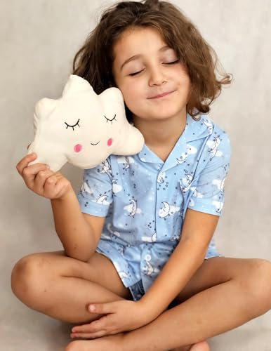 Image of Arshiner Girls Pajamas Sets Short Sleeve Kids Pjs Button Down Sleepwear | Cute Printed Pajamas for Little & Big Girl, Lightweight Comfy Fabric, 2-Piece Outfits, Perfect for Lounge Pajamas Party