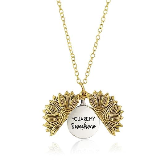 ARZONAISunflower double-layer lettering necklace total flower short collarbone chain YOU are my sunshine for women and Girls (Golden)
