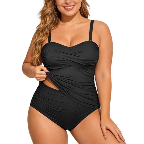 Maillot tankini deux pièces gainant taille XL avec culotte haute pour masquer le ventre