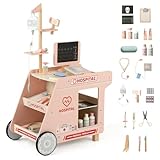 GYMAX Kids Doctor Play Set, Toy Medical Center with CT Machine, Stethoscope & 23 pcs Accessories, Wooden Pretend Hospital Playset for 3+ Years Old