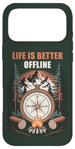 Life is Better Offline ? Camping & Hiking Outdoors Nature �X�}�z�P�[�X iPhone 17 Pro Max �p