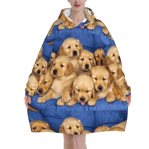 Sweat à capuche couverture flanelle unisexe pull plaid motif chien à manches