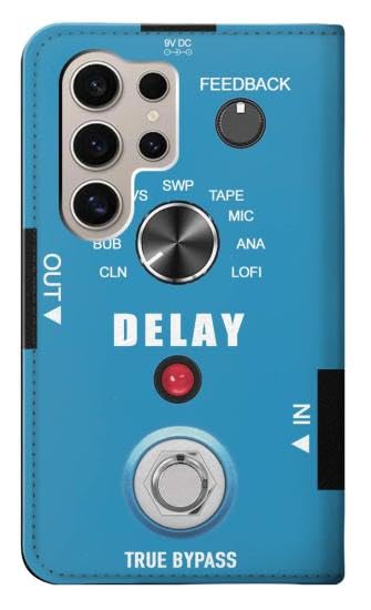 RW3962 Guitar Analog Delay Graphic PU Leather Flip Case Cover for Samsung Galaxy S24 Ultra