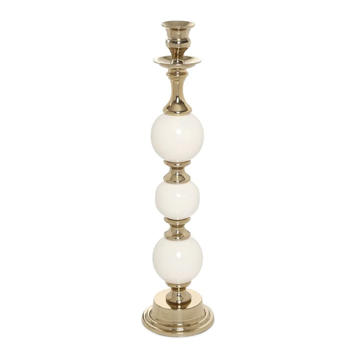 Homes r us Rabia Taper Candle Holder, Gold & White – Large, 41 cm