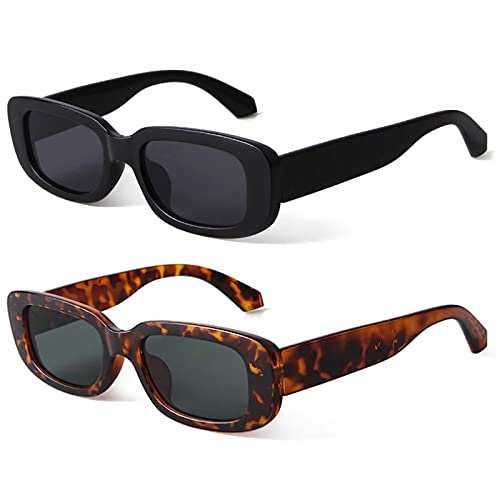 KUGUAOK Retro Rectangle Sunglasses Women and Men Vintage Small Square Sun Glasses UV Protection Glasse